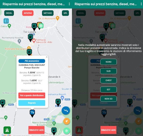 schermata app Risparmia benzina Android
