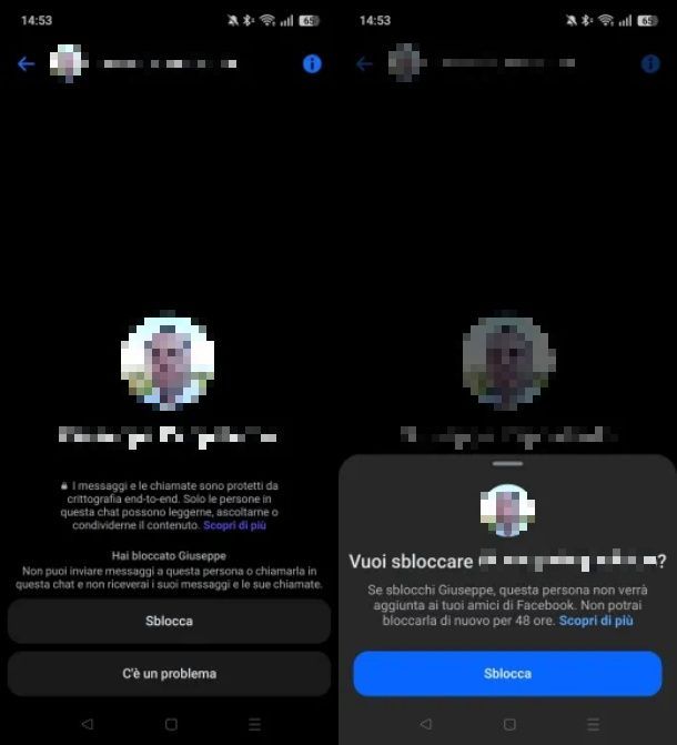  come sbloccare una persona in messenger