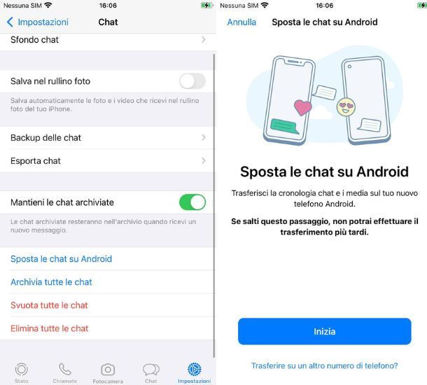 sposta chat su android