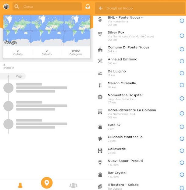 funzioni di check in app Swarm