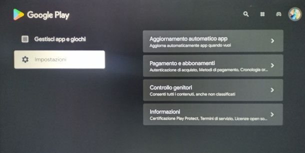 opzione aggiornamento automatico Android TV