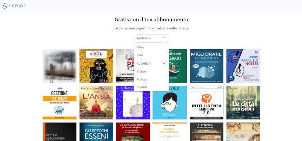 selezione contenuti servizio Scribd