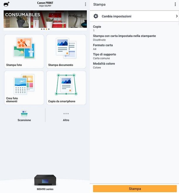 Stampa da dispositivi mobili stampante Canon