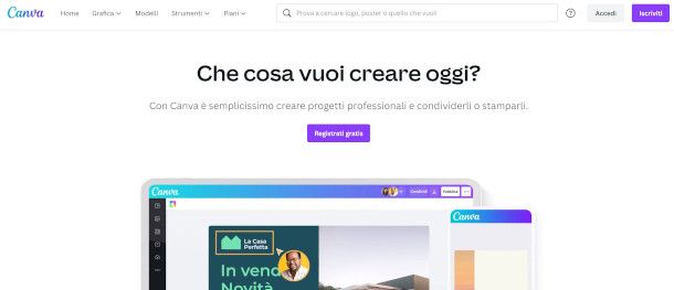 home page sito Canva