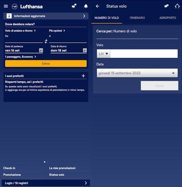 strumento tracking volo app Lufthansa