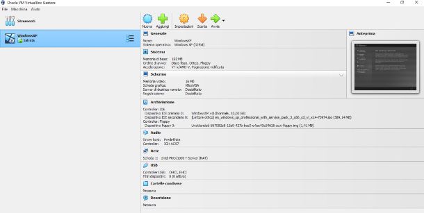 VirtualBox con Windows XP