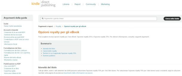 pagina dei costi Amazon KDP
