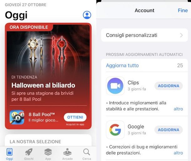 aggiornamento app iPhone