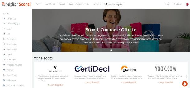 Home page sito Migliori Sconti