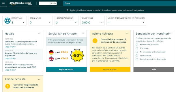 interfaccia amazon seller central