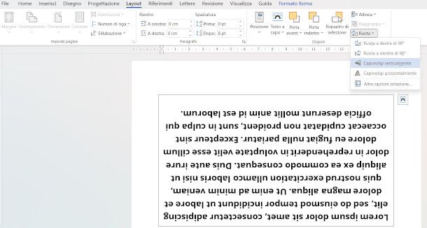 rotazione verticale testo su Word PC