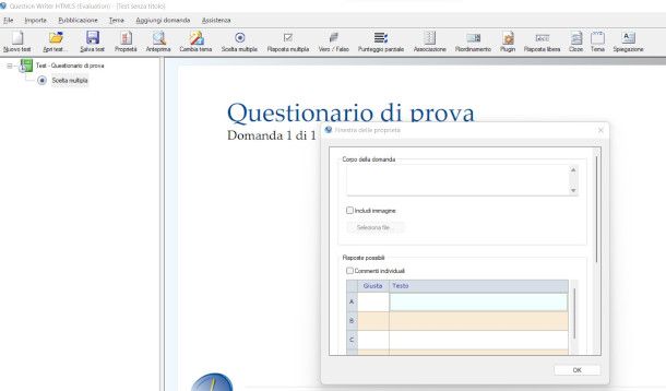 interfaccia Question Writer