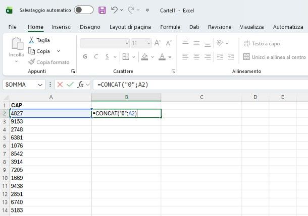 Come inserire lo zero davanti a un numero Excel