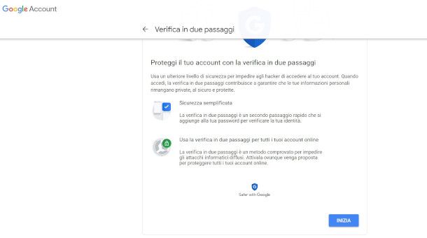 selezione dispositivo per verifica in due passaggi Google da PC