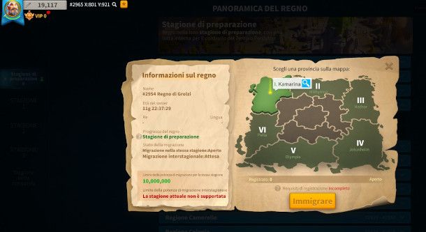 mappa del regno di destinazione su Rise of Kingdoms