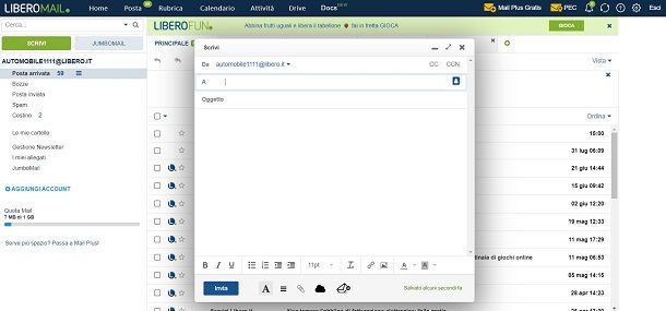 libero mail messaggio