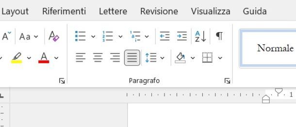 Impostazioni paragrafo Word