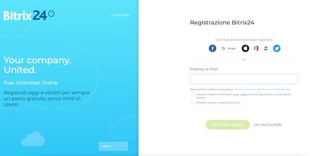 Registrazione su Bitrix24