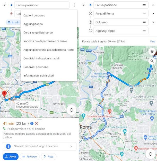 impostazione tappe app Google Maps