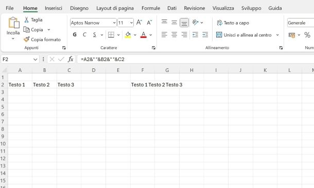 Come unire due celle in Excel mantenendo contenuto