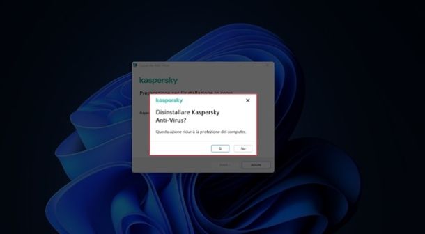 Disintallazione Kaspersky AntiVirus