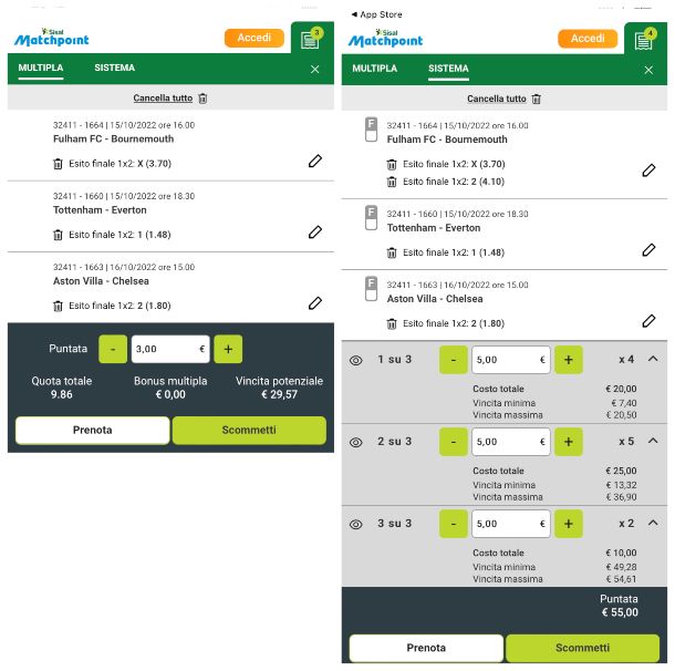 SISAL Matchpoint: calcolatore scommesse