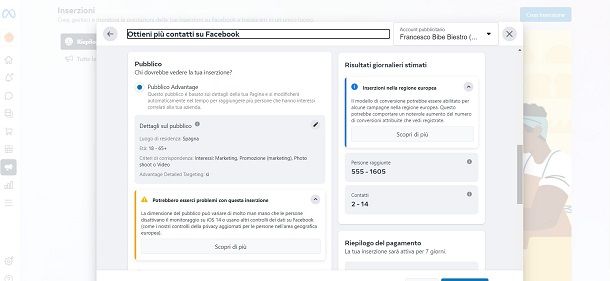 facebook inserzioni