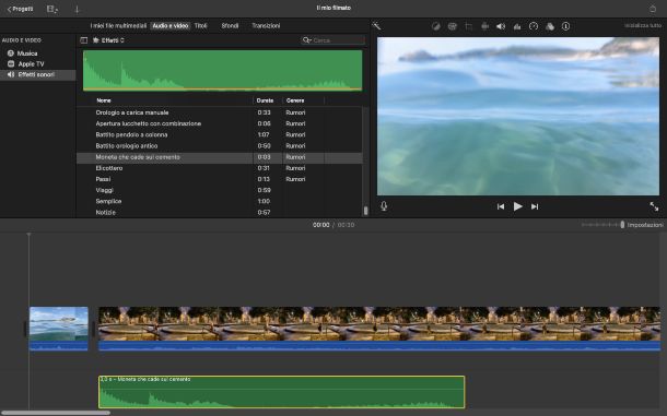 iMovie, importare audio