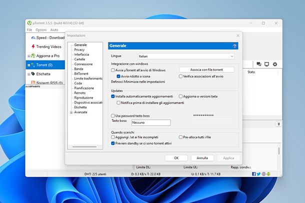 Come impostare uTorrent in italiano