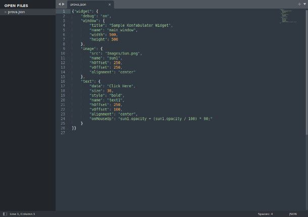 JSON su Sublime Text