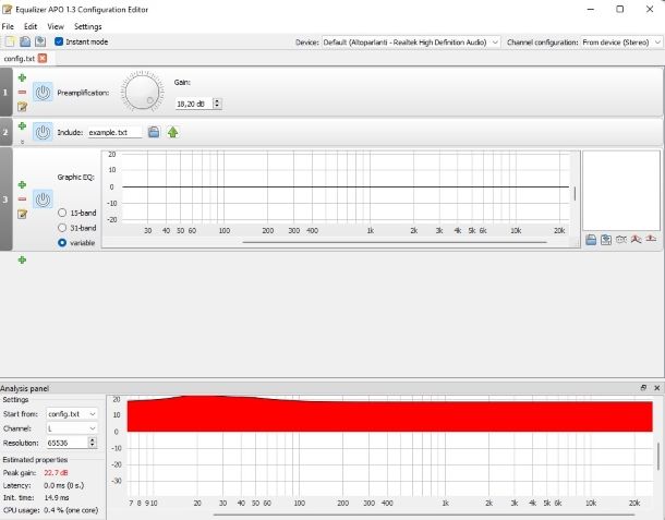 Equalizer APO preamplification