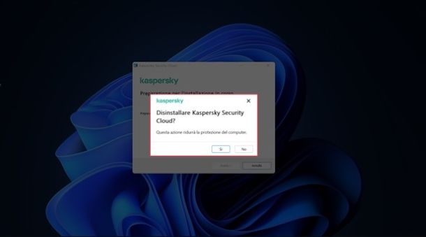 Disintallazione Kaspersky Security Cloud Free