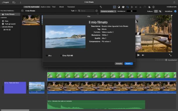 Esportare video su iMovie