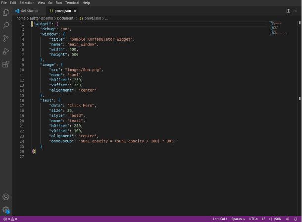 JSON su Visual Studio Code