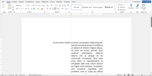 Allineare testo con righello su Word