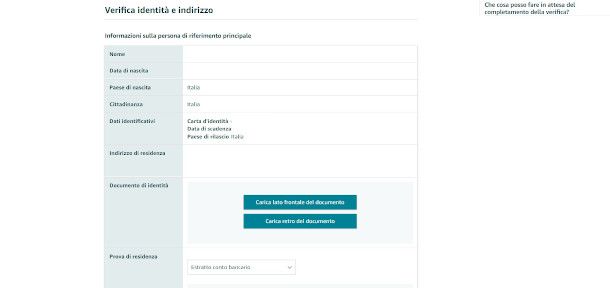 inserimento documenti per creazione account amazon seller