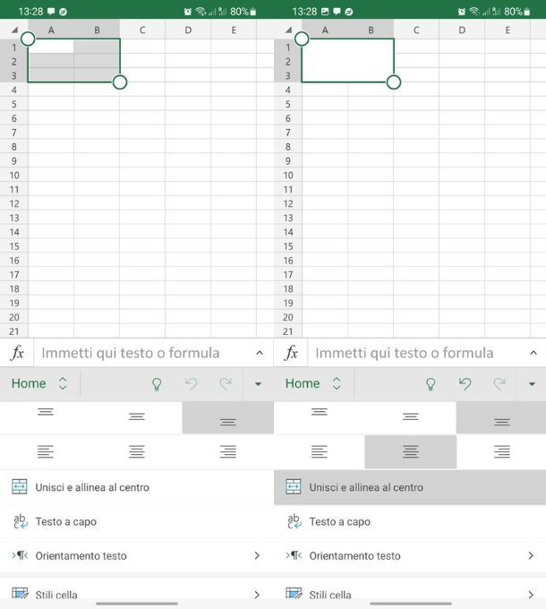 excel unisci celle app