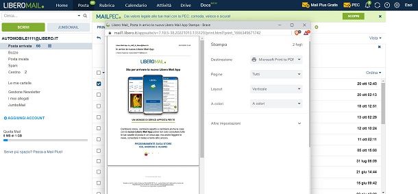 libero mail stampa