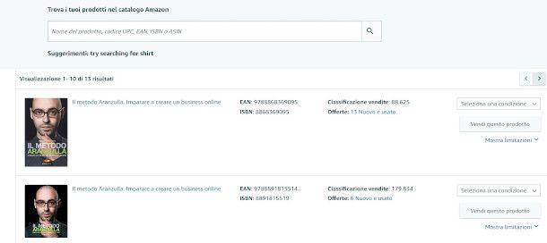 selezione condizione libro su amazon seller