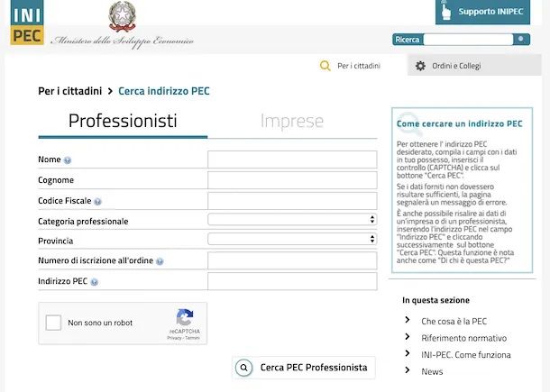 verificare PEC INIPEC