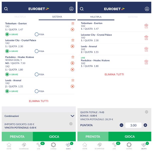 Eurobet — sistemi