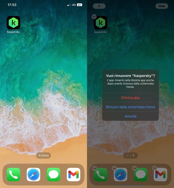 Disinstallazione Kaspersky da iOS e iPad