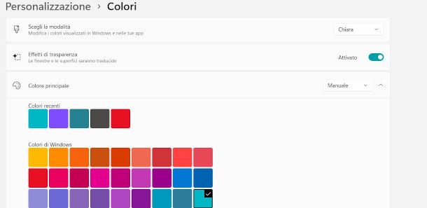 impostazioni colori Windows 11