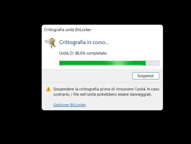 Crittografia in corso Bitlocker