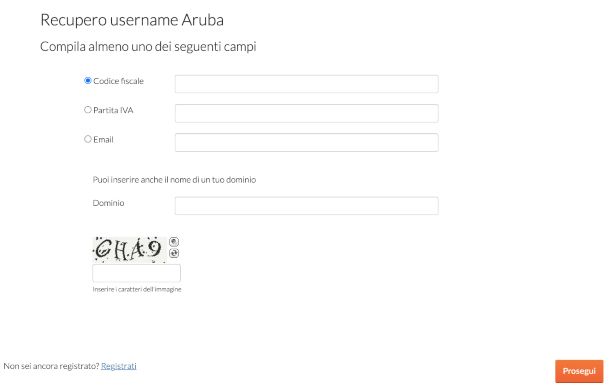 Recuperare username Aruba