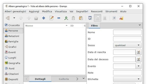 Gramps albero genealogico computer