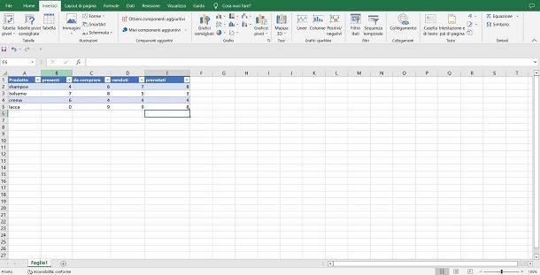 excel tabella