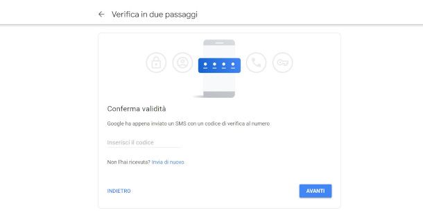 impostazione metodo di backup verifica in due passaggi da PC