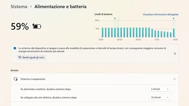 Controllare le impostazioni di alimentazione