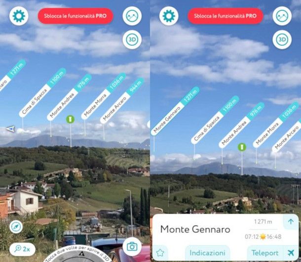 riconoscimento montagne con app PeakVisor iPhone
